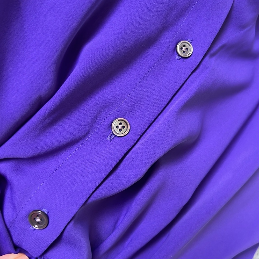 J. JILL WEAREVER COLLECTION Twist Front Midi Length Shirt Dress in Purple | M - Picture 6 of 11